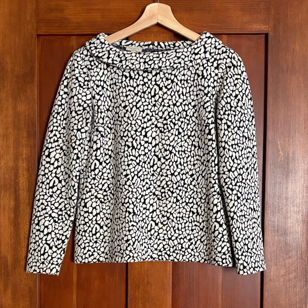 Talbots Black and White Patterned Top